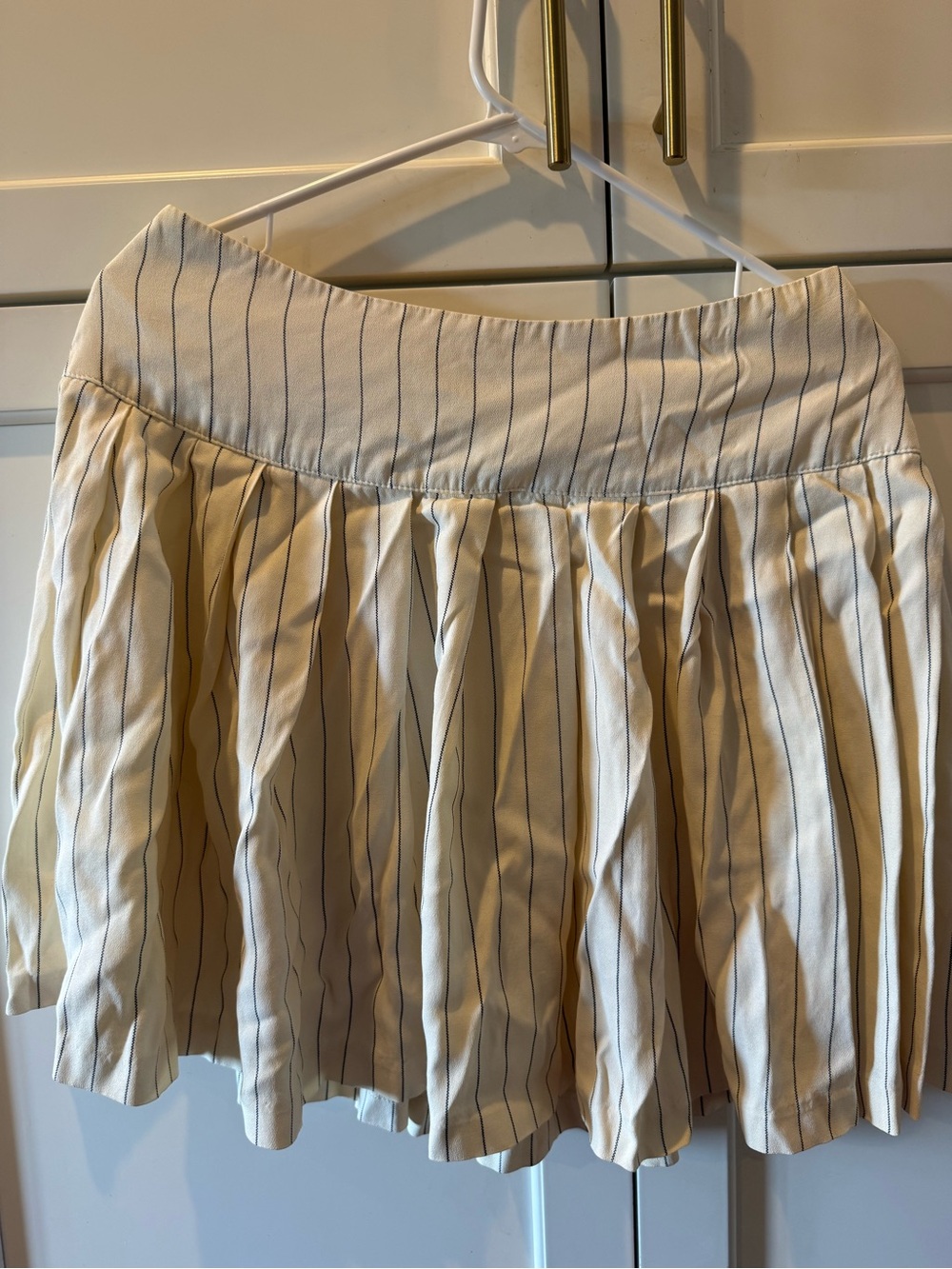 Francine Browner Women’s Cream Striped Pleated Skirt made in the USA 12